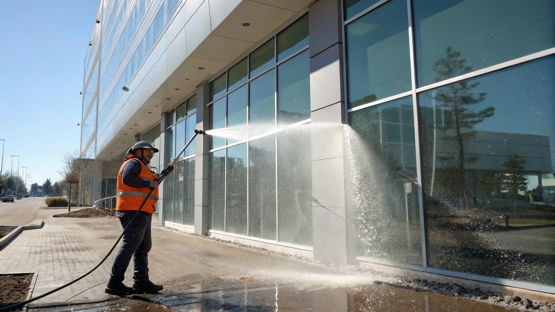 Apartment exterior pressure washing