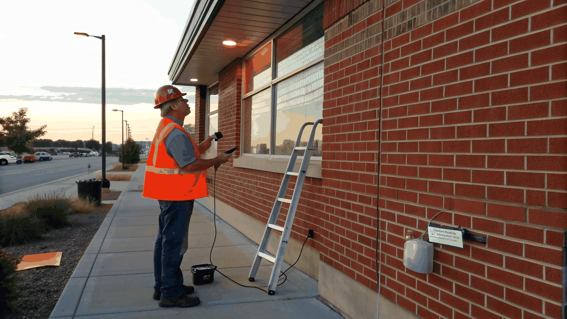 Professional pest control technician conducting a property inspection