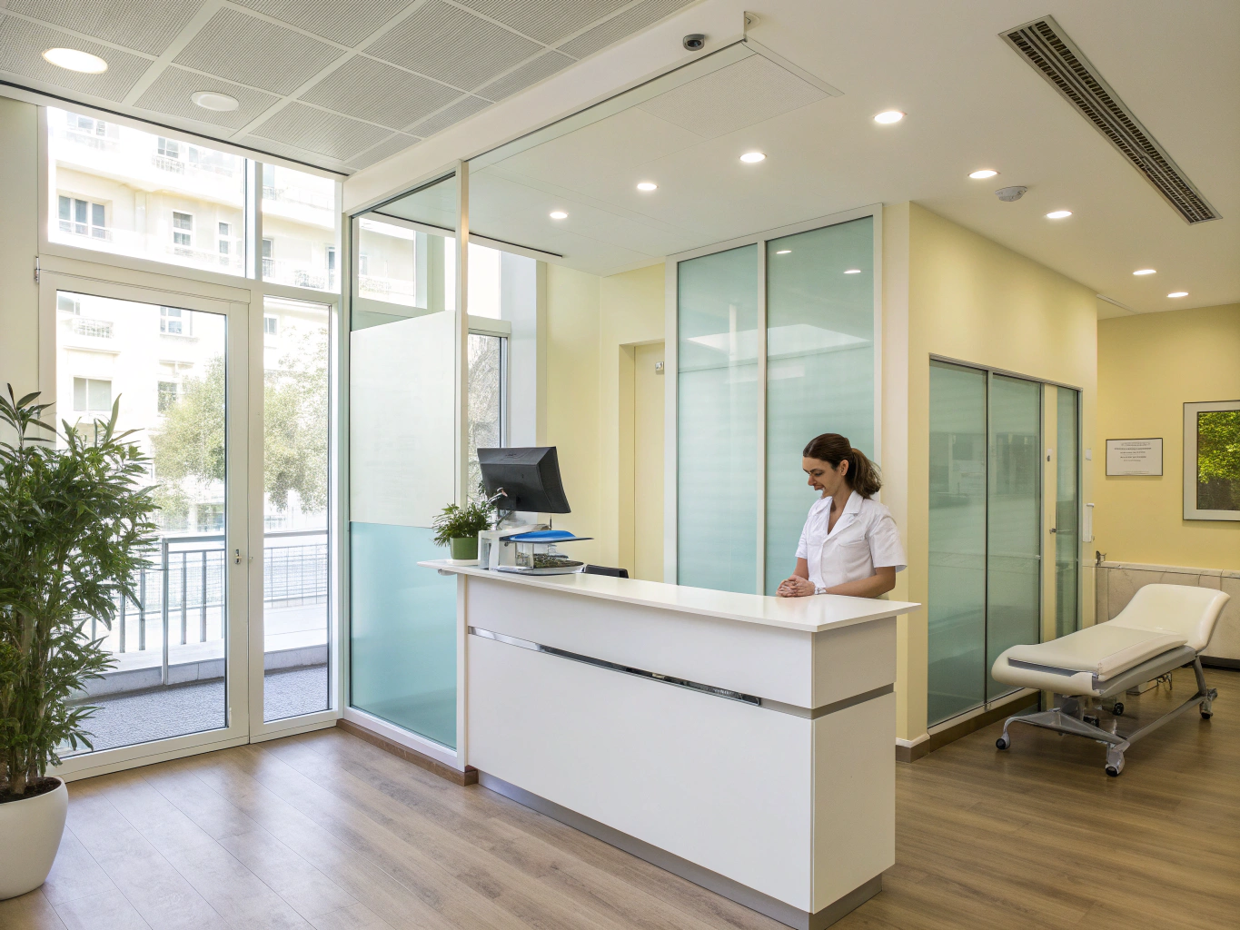 Clean and sterile modern clinic and medical office interior