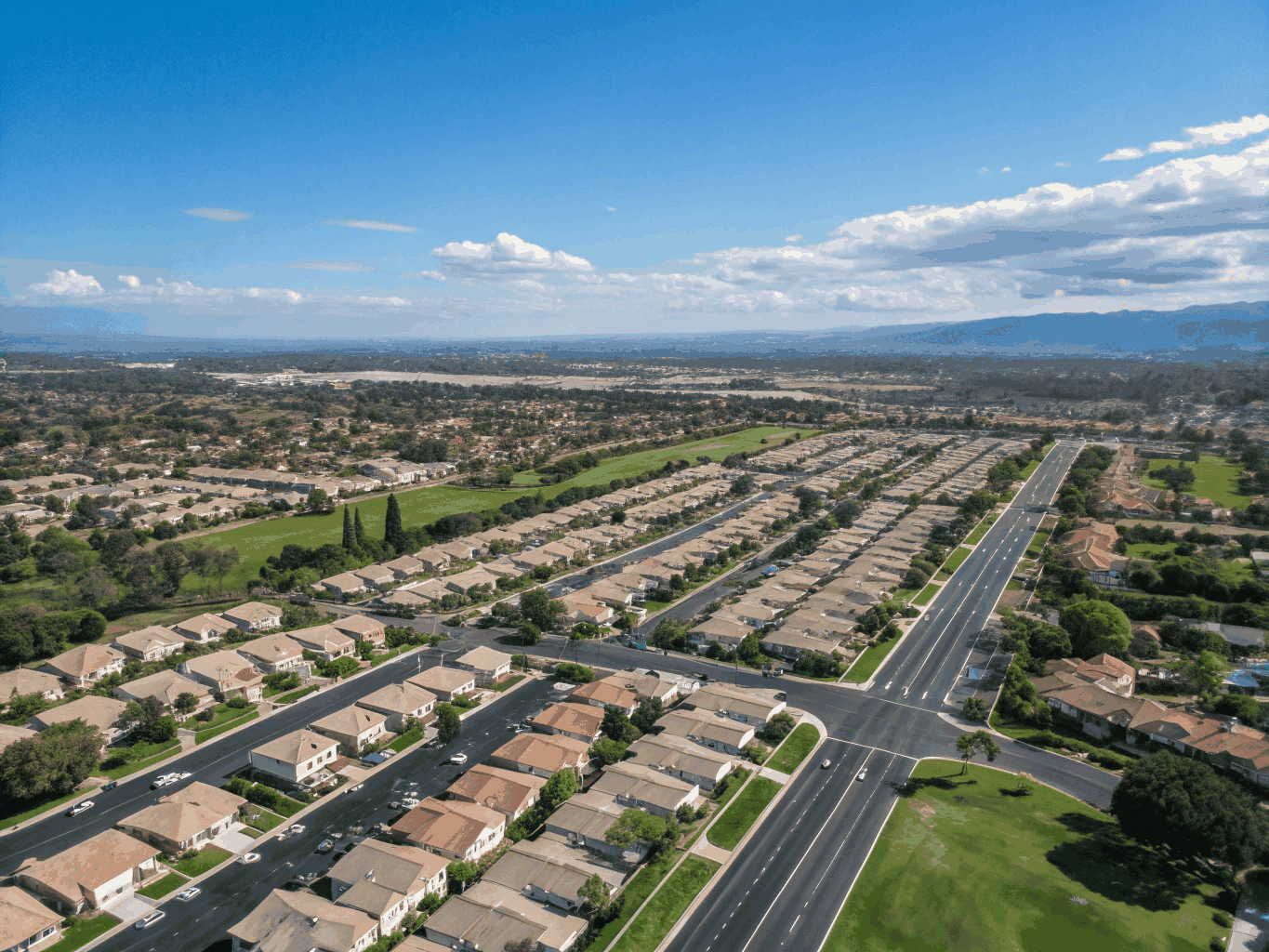 Orange County Great Park in Irvine California with iconic orange balloon landscape view