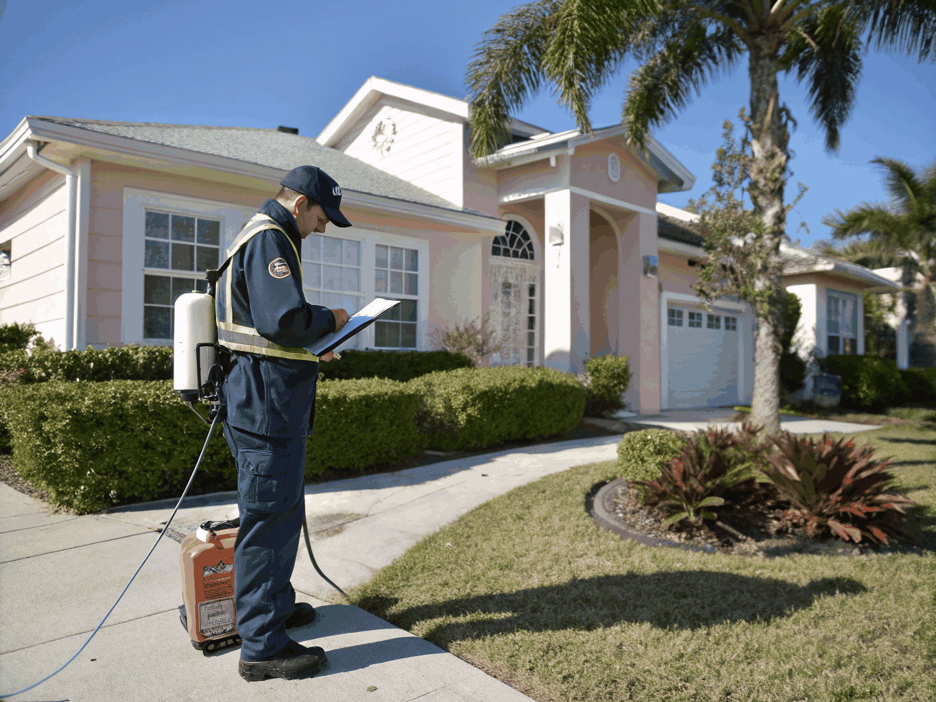 Technician providing pest control service in Tustin